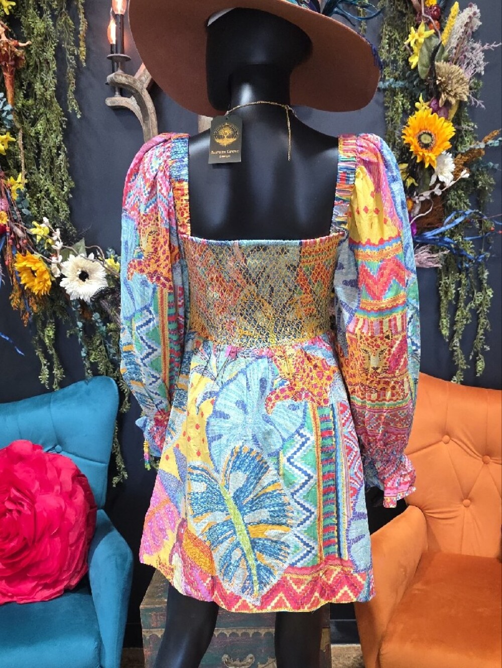 FARM Rio Multicolor Floral & Geometric Midi Dress - Picture 8 of 12